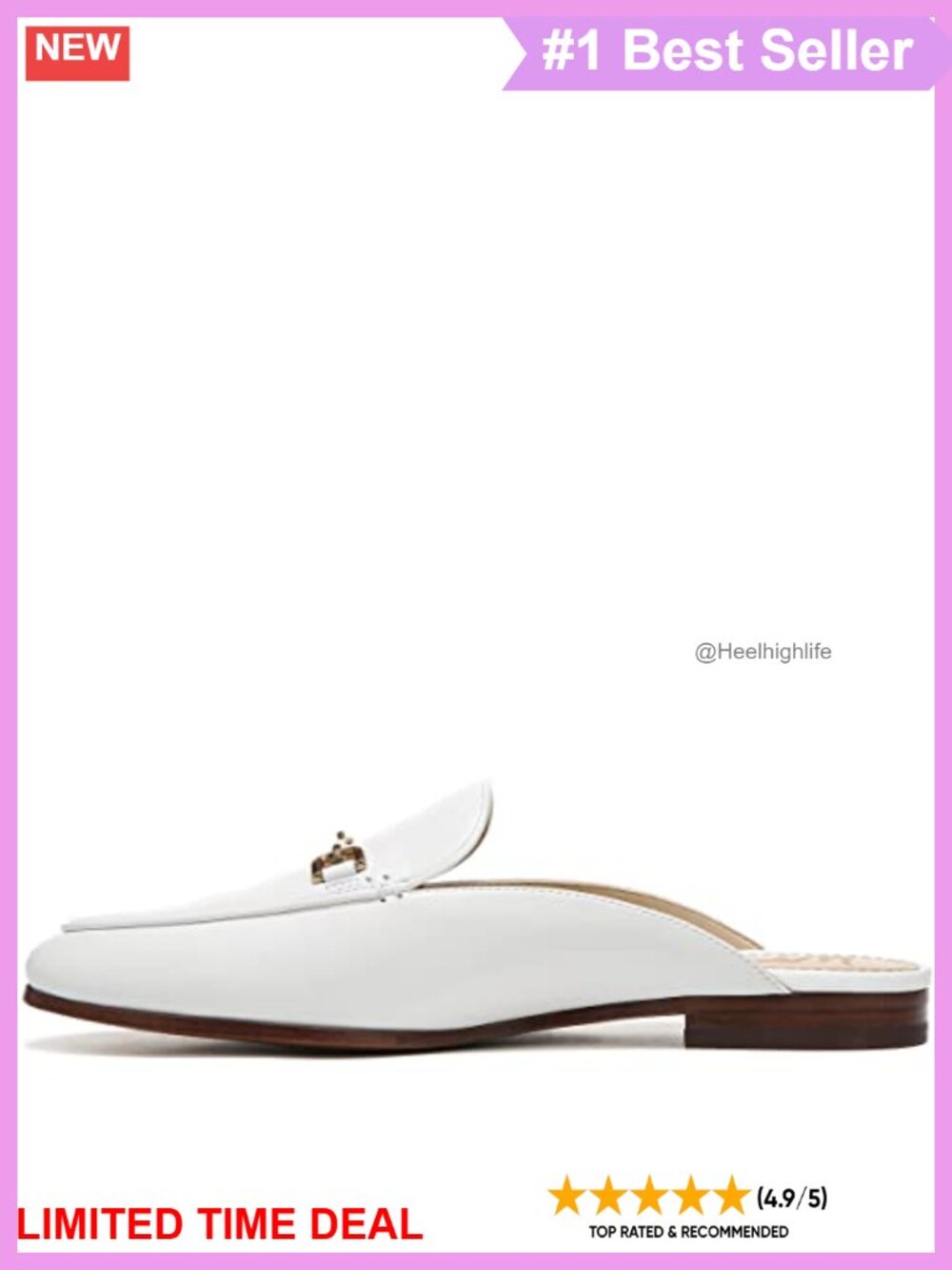 Leather Mule Loafers Almond Toe Slip On Bit Hardware Work Flats